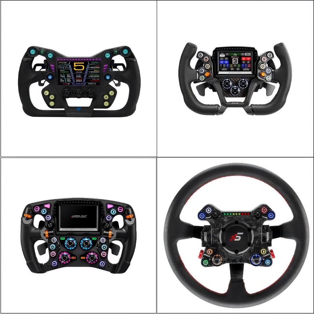 Simagic Zeus GT Steering Wheel mounted on a direct drive wheelbase sim racing cockpit