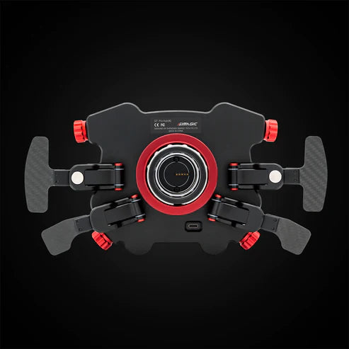 Simagic GT1 Rounded Steering Wheel with GT Pro Hub(K) | Shifter & Clutch Paddles - Leather - Close-Up