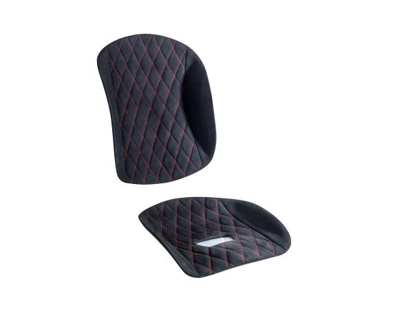 Tillett 2-part Dinamica suede cushion and back panel set fitted to a car seat
