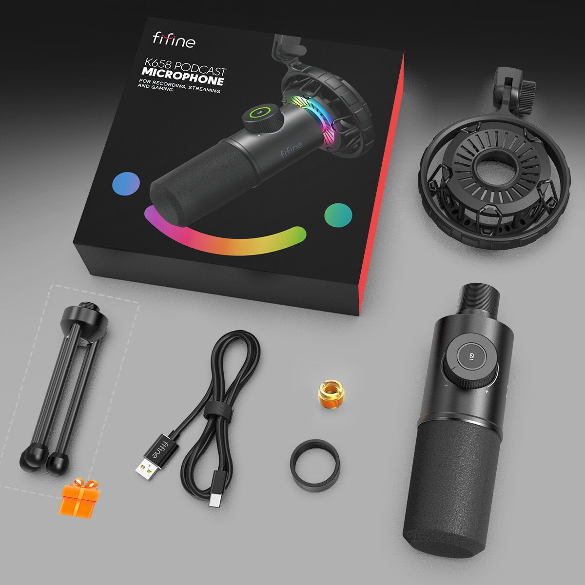 Fifine x DELE K658 USB Dynamic RGB Microphone Bundle for Gaming and Streaming - DELENordic.com
