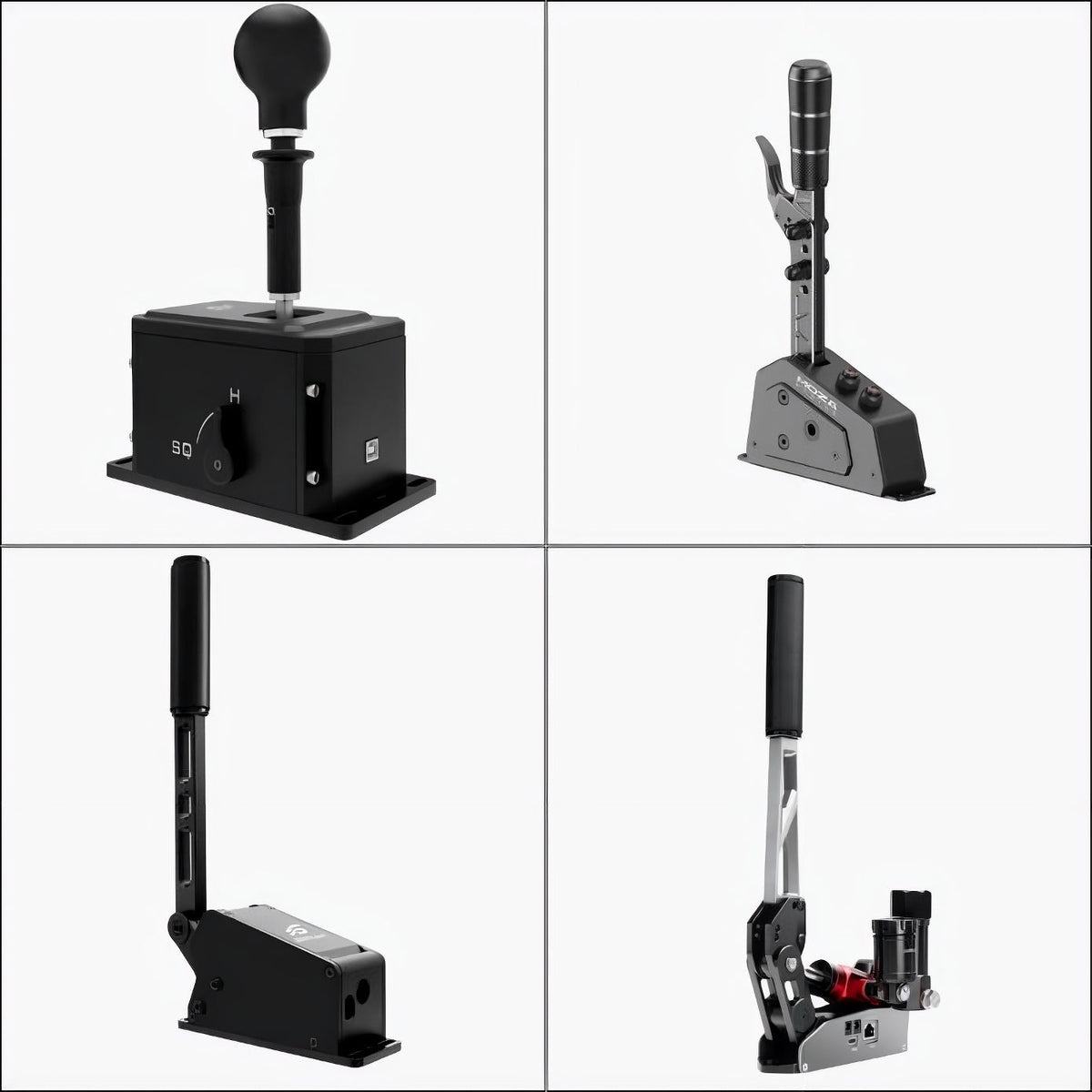 Sim racing shifters and handbrakes for different racing setups