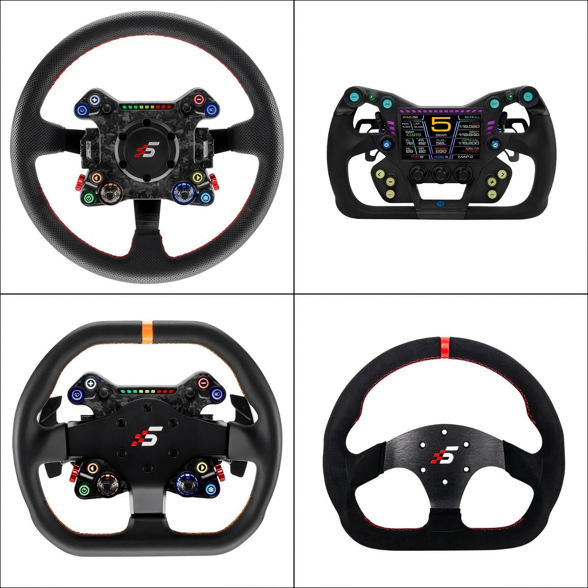  GT steering wheels in 300mm, 310mm, 325mm and 350mm sizes for sim racing