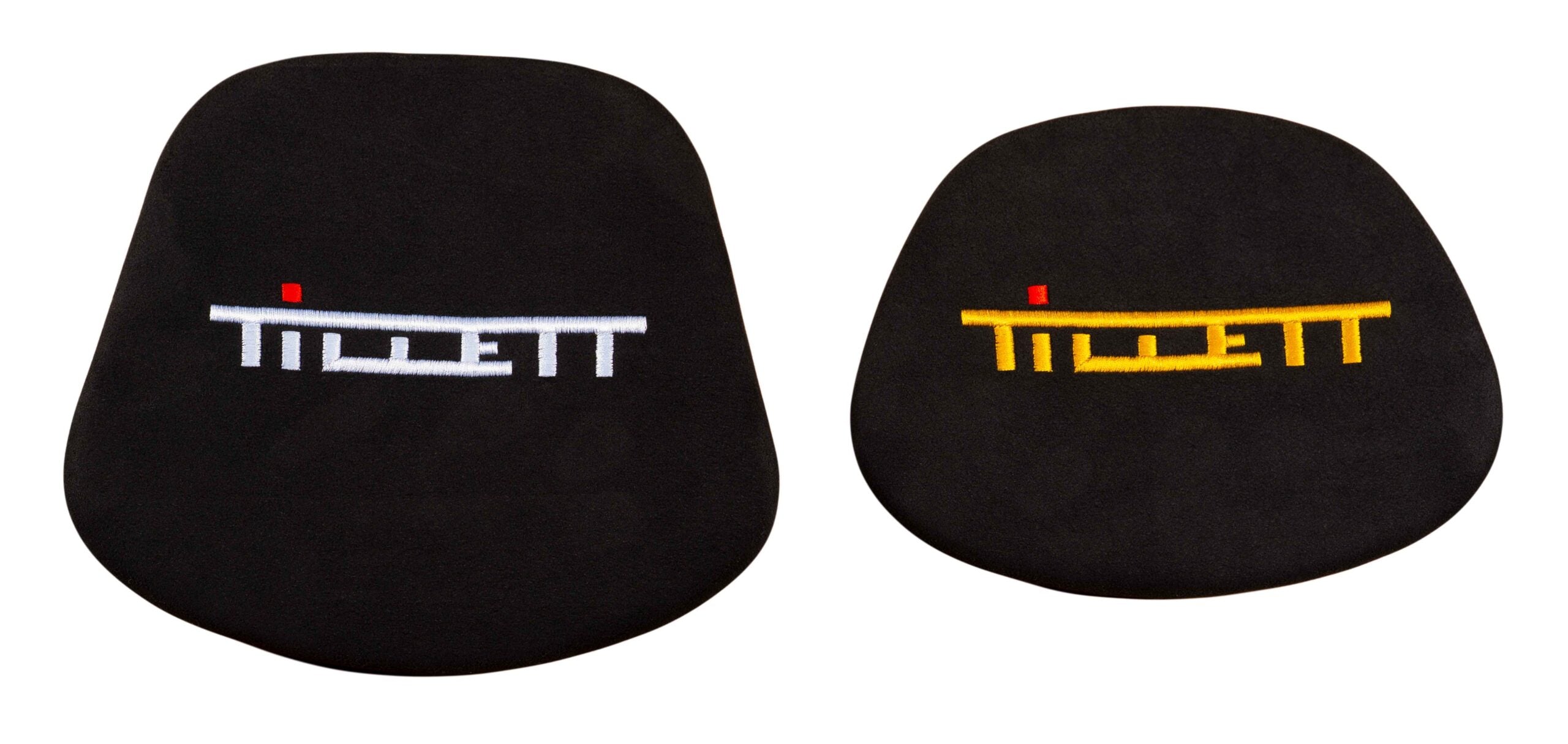 Tillett Dinamica suede headrest panels with standard and custom logos