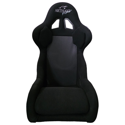 C1-XL Cold Fusion sim racing seat front view with four harness slots and embroidered logo
