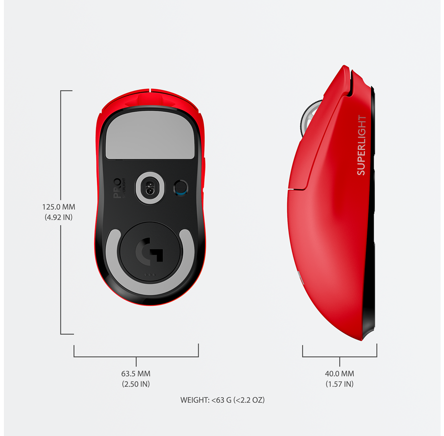Logitech G PRO X Superlight Wireless Gaming Mouse, Red - DELENordic.com