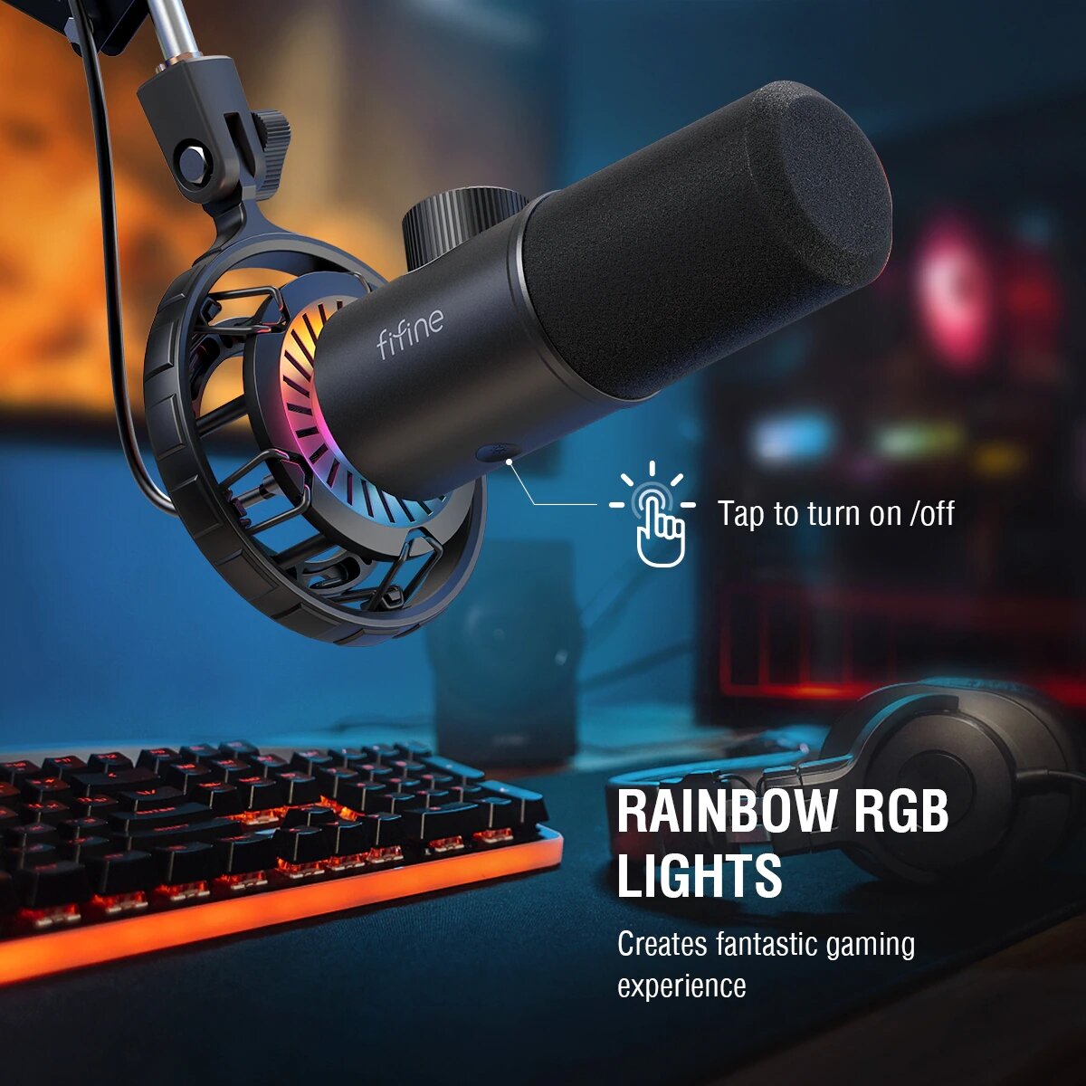 Fifine x DELE K658 USB Dynamic RGB Microphone Bundle for Gaming and Streaming - DELENordic.com