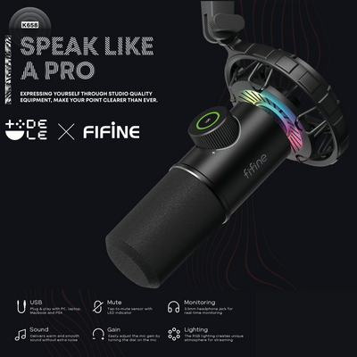 Fifine x DELE K658 USB Dynamic RGB Microphone Bundle for Gaming and Streaming - DELENordic.com